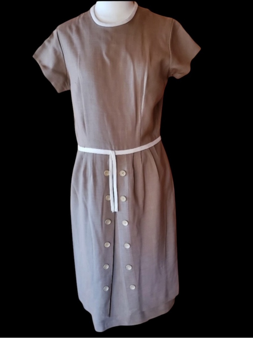 1950s Steven Arnold Brown, Cotton Blend Wiggle‎ Dress